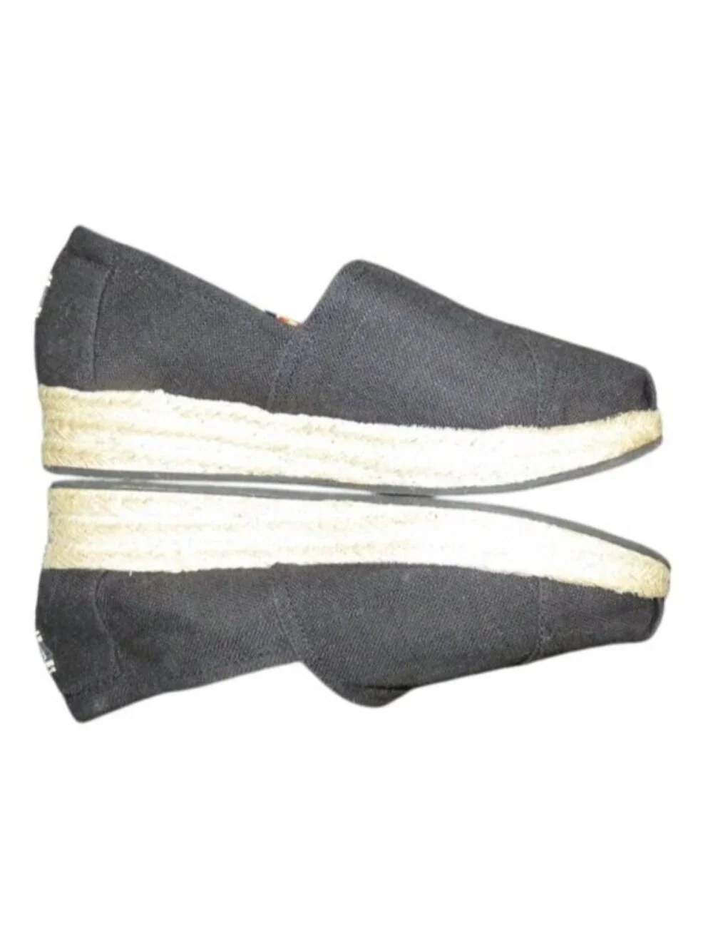 Bob's from Skechers Black Canvas Slip On Espadrilles Memory Foam arch pillows
